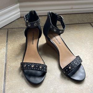 Lucky brand Black wedge sandals size 9